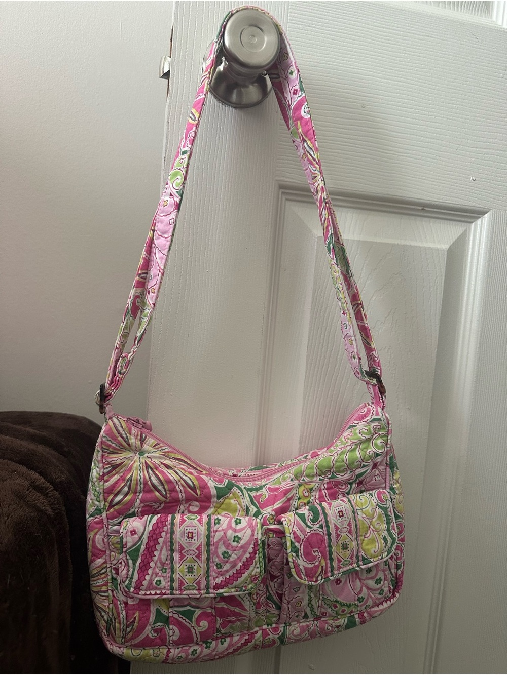 Vera Bradley Pink Paisley Quilted Shoulder Bag